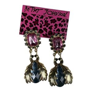 Betsey Johnson Pink and Gold Statement‎ Earrings